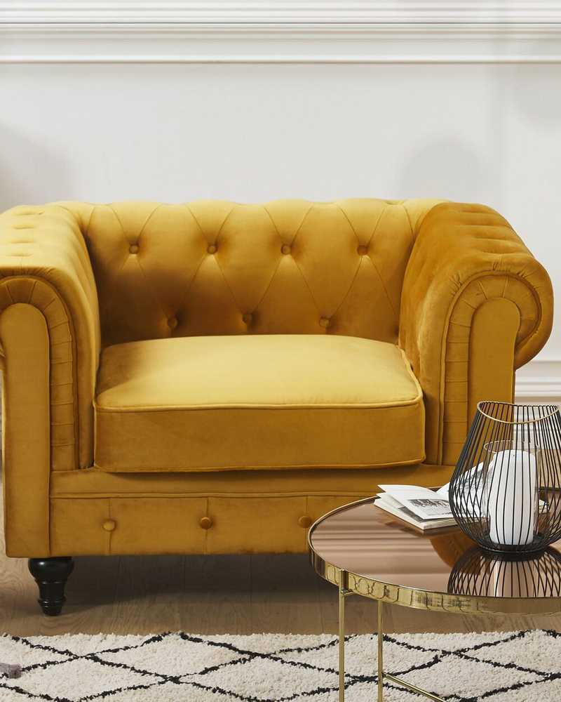 Fotelis Beliani Fotel CHESTERFIELD aksominis auksinis