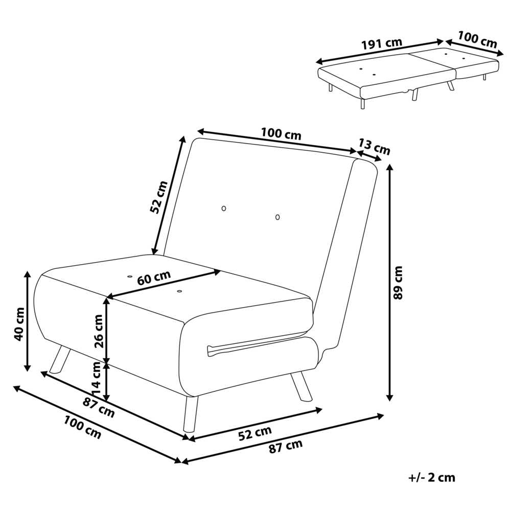 Beliani Viengulė išskleidžiama sofa FARRIS, raudona