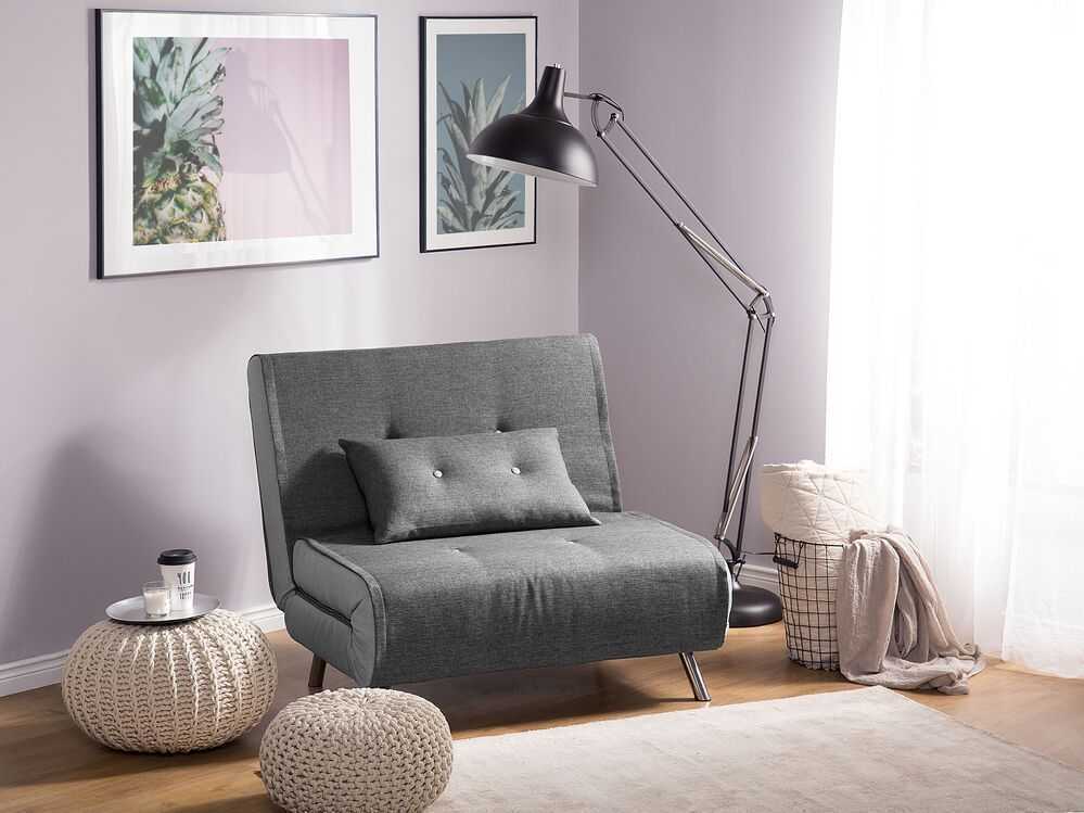Beliani Viengulė išskleidžiama sofa FARRIS tamsiai pilka
