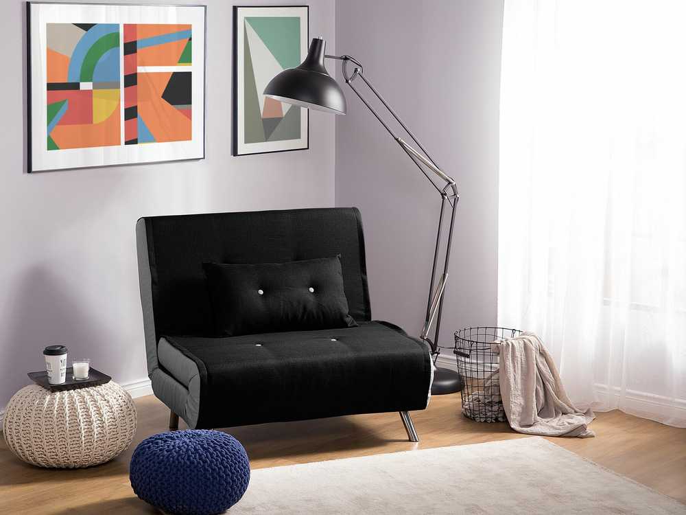 Beliani Vienvietė išskleidžiama sofa FARRIS juoda