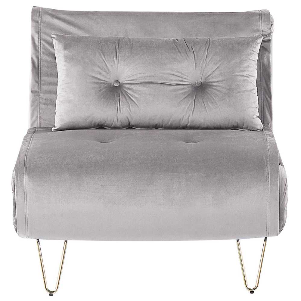 Beliani Vienvietė išskleidžiama sofa VESTFOLD, veliūrinė, pilka