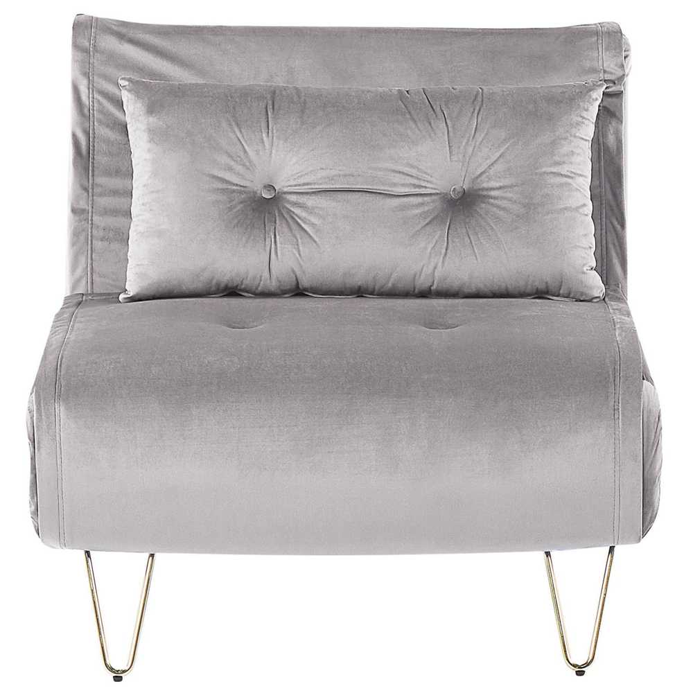 Beliani Vienvietė išskleidžiama sofa VESTFOLD, veliūrinė, pilka