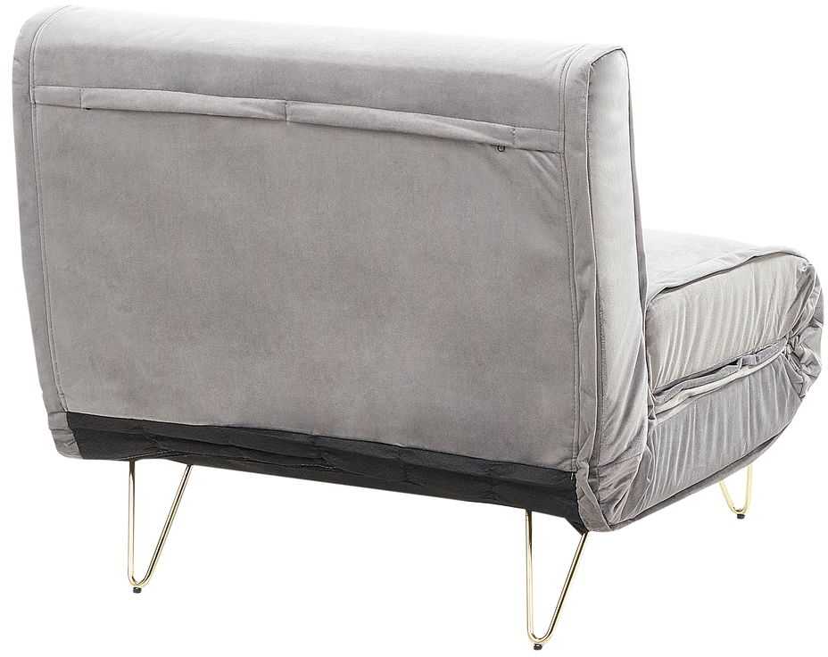 Beliani Vienvietė išskleidžiama sofa VESTFOLD, veliūrinė, pilka