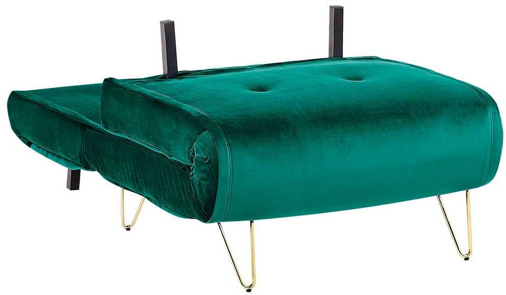 Fotelis Beliani Vienvietė išskleidžiama sofa VESTFOLD, tamsiai žalios spalvos veliūras