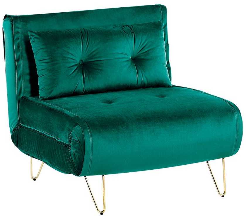 Fotelis Beliani Vienvietė išskleidžiama sofa VESTFOLD, tamsiai žalios spalvos veliūras