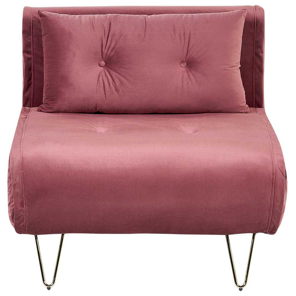 Beliani Vienvietė išskleidžiama sofa VESTFOLD, rožinė, veliūrinė