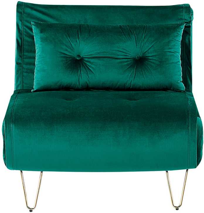 Fotelis Beliani Vienvietė išskleidžiama sofa VESTFOLD, tamsiai žalios spalvos veliūras