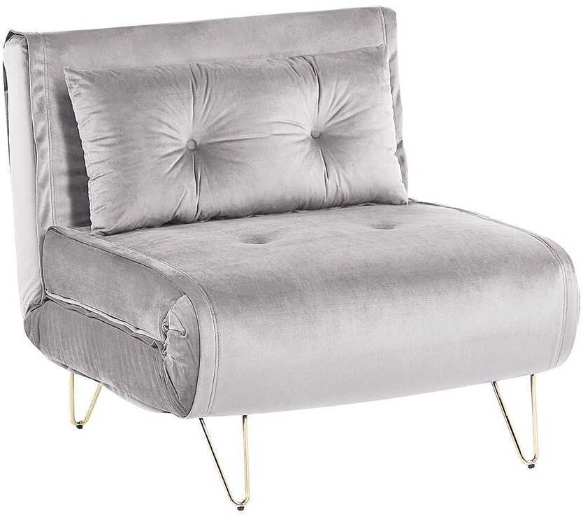 Beliani Vienvietė išskleidžiama sofa VESTFOLD, veliūrinė, pilka