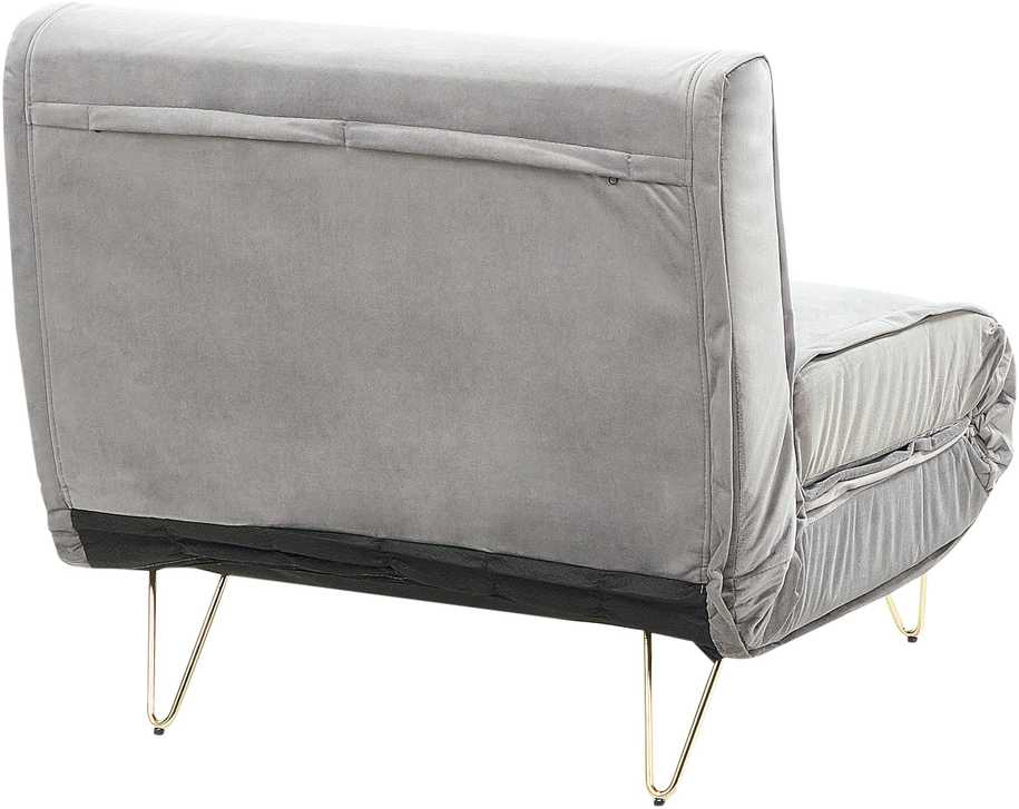 Beliani Vienvietė išskleidžiama sofa VESTFOLD, veliūrinė, pilka