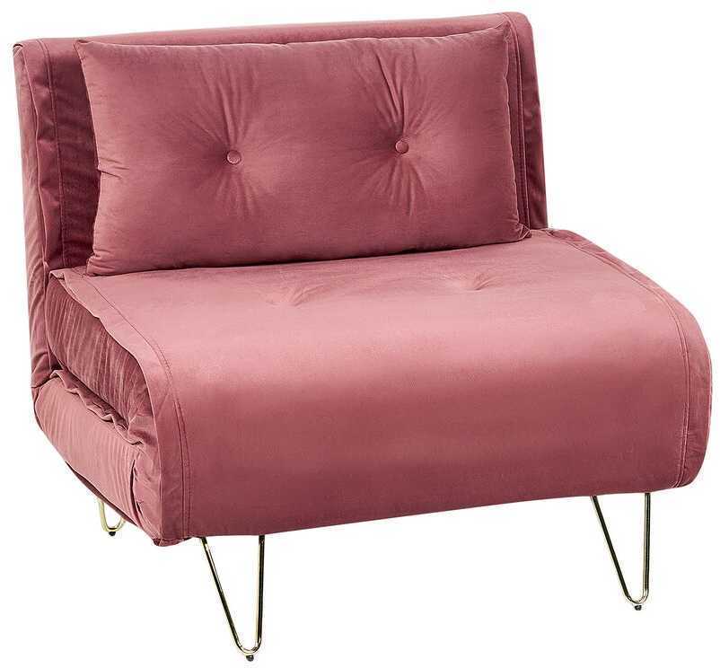 Beliani Vienvietė išskleidžiama sofa VESTFOLD, rožinė, veliūrinė