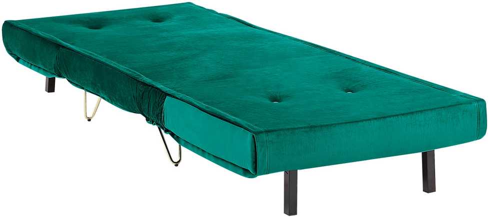 Fotelis Beliani Vienvietė išskleidžiama sofa VESTFOLD, tamsiai žalios spalvos veliūras