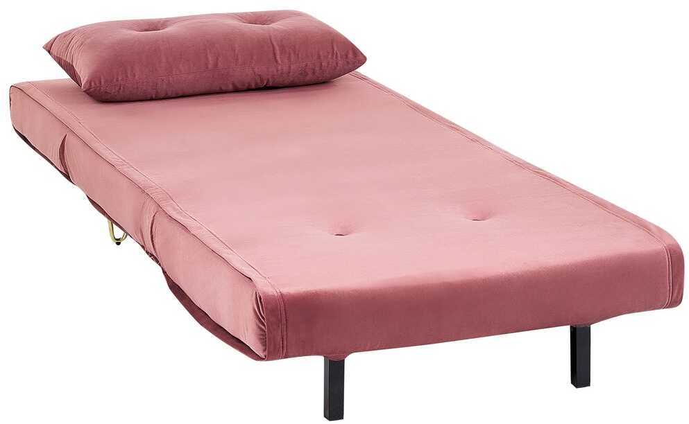 Beliani Vienvietė išskleidžiama sofa VESTFOLD, rožinė, veliūrinė