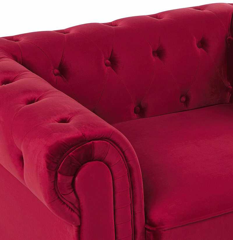 Fotelis Beliani Fotelė CHESTERFIELD aksominė burgundiška