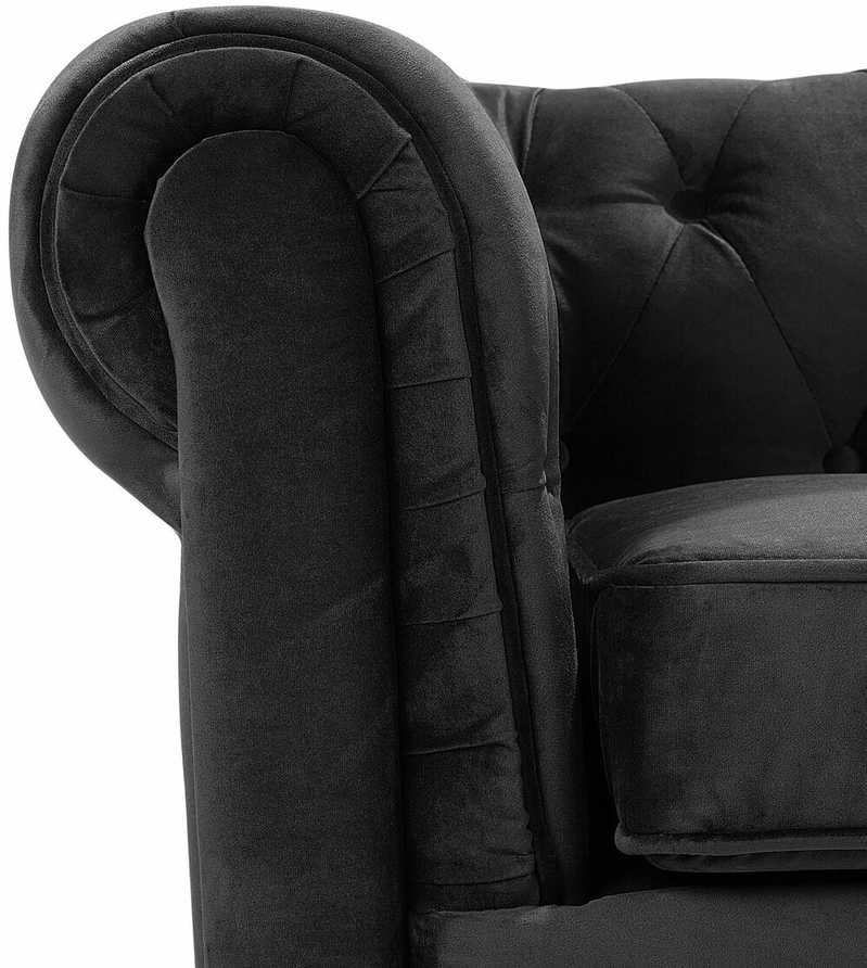 Beliani CHESTERFIELD fotelis, veliūras, juodas