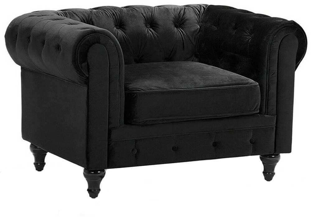 Beliani CHESTERFIELD fotelis, veliūras, juodas