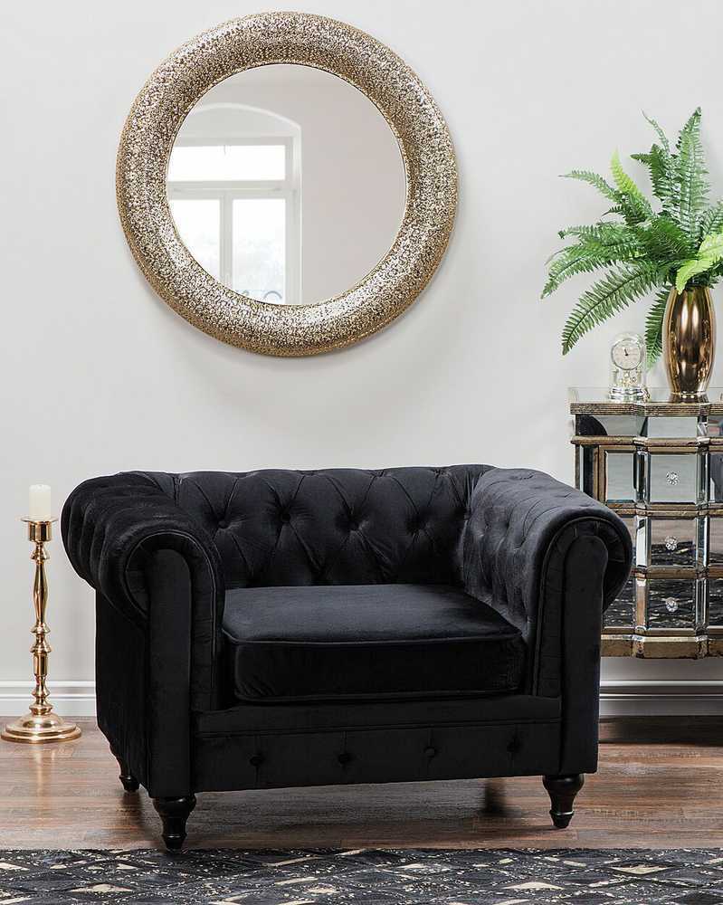 Beliani CHESTERFIELD fotelis, veliūras, juodas