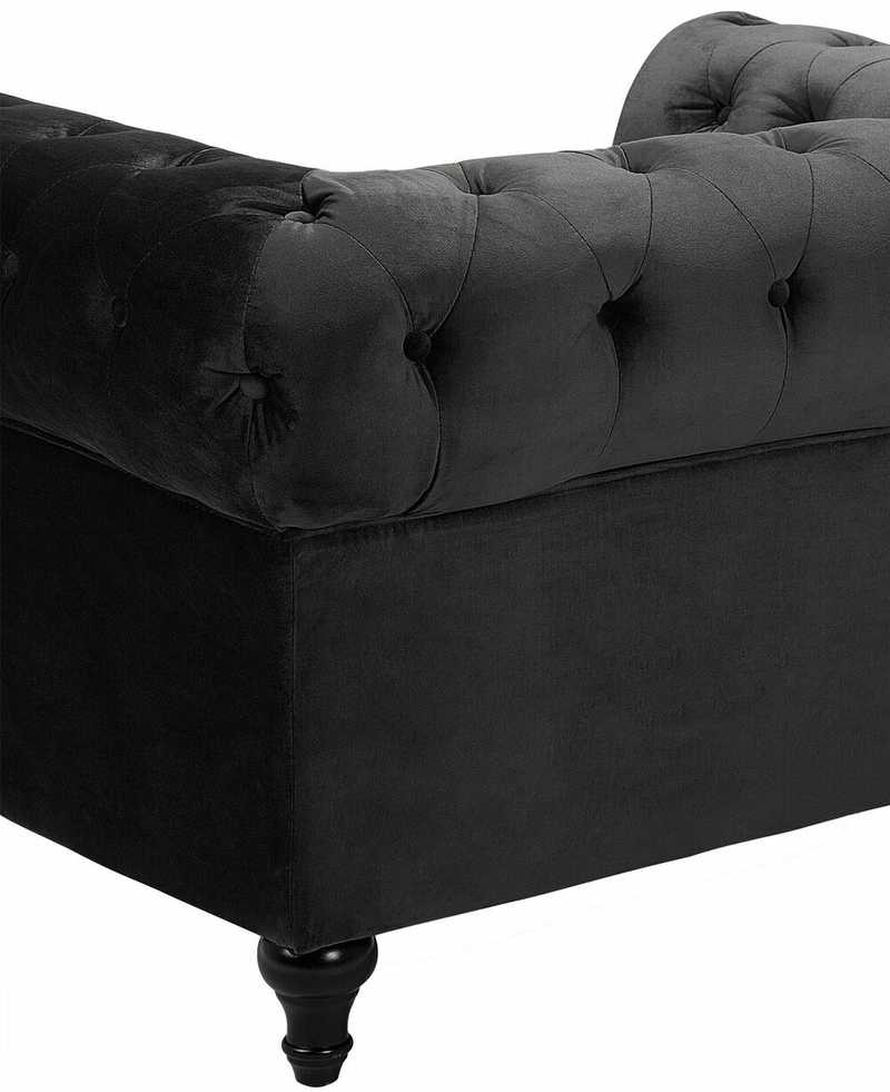 Beliani CHESTERFIELD fotelis, veliūras, juodas
