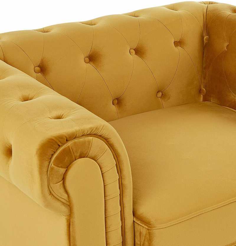 Fotelis Beliani Fotel CHESTERFIELD aksominis auksinis