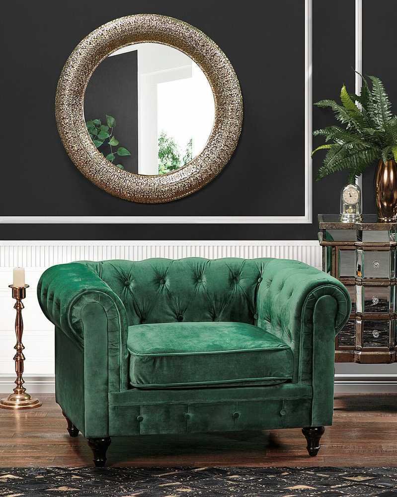 Fotelis Beliani Fotelė CHESTERFIELD veliūrinė, smaragdinė