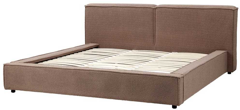 Beliani Bouclé lova LINARDS 180 x 200 cm, ruda