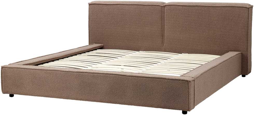 Beliani Bouclé lova LINARDS 180 x 200 cm, ruda