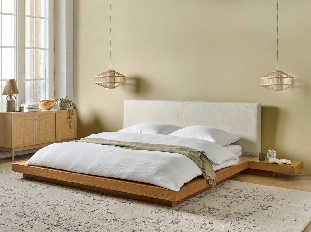 Beliani Lova Boucle ZEN 180 x 200 cm natūralaus uosio spalvos