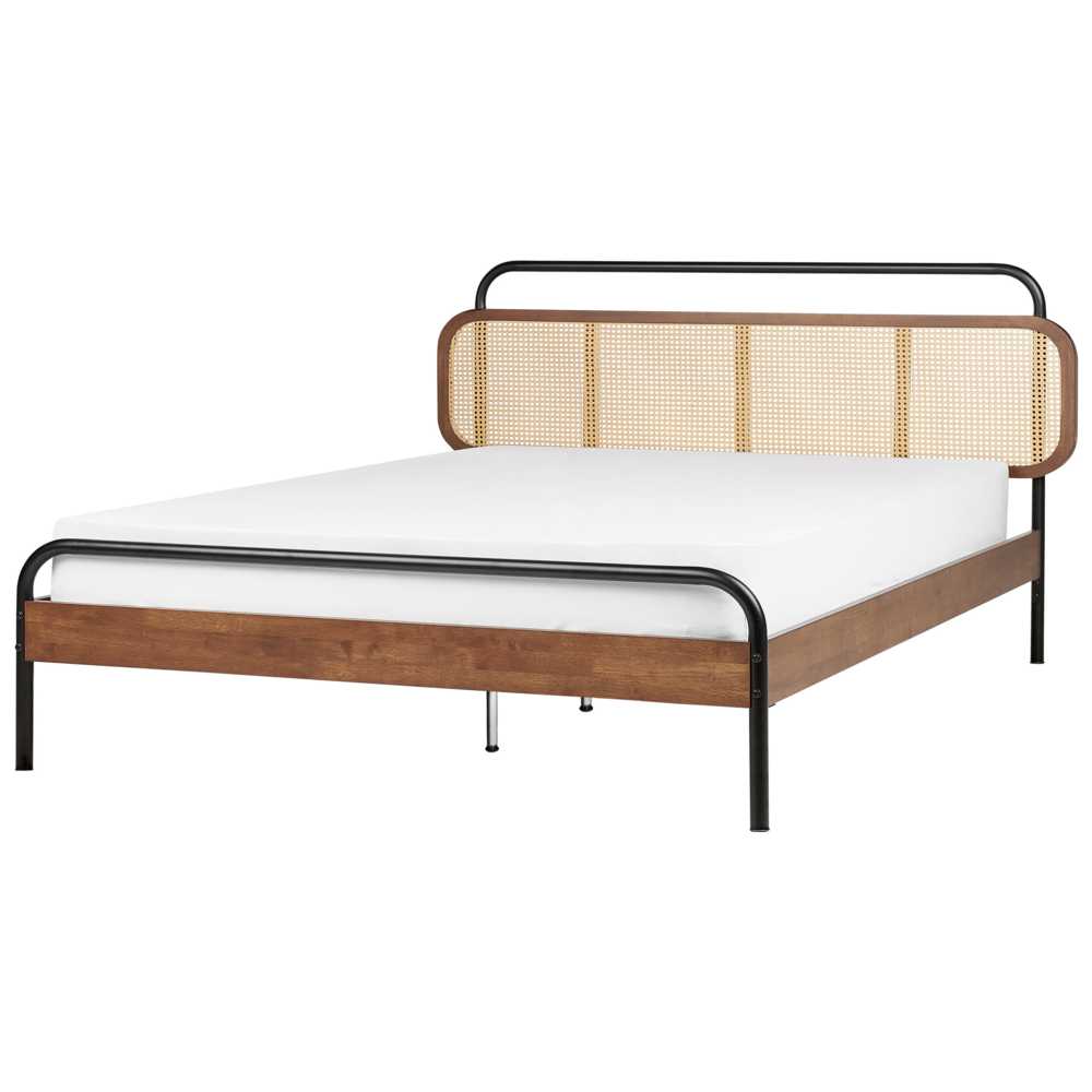 Beliani Rotango lova BOUSSICOURT 180 x 200 cm tamsiai ruda