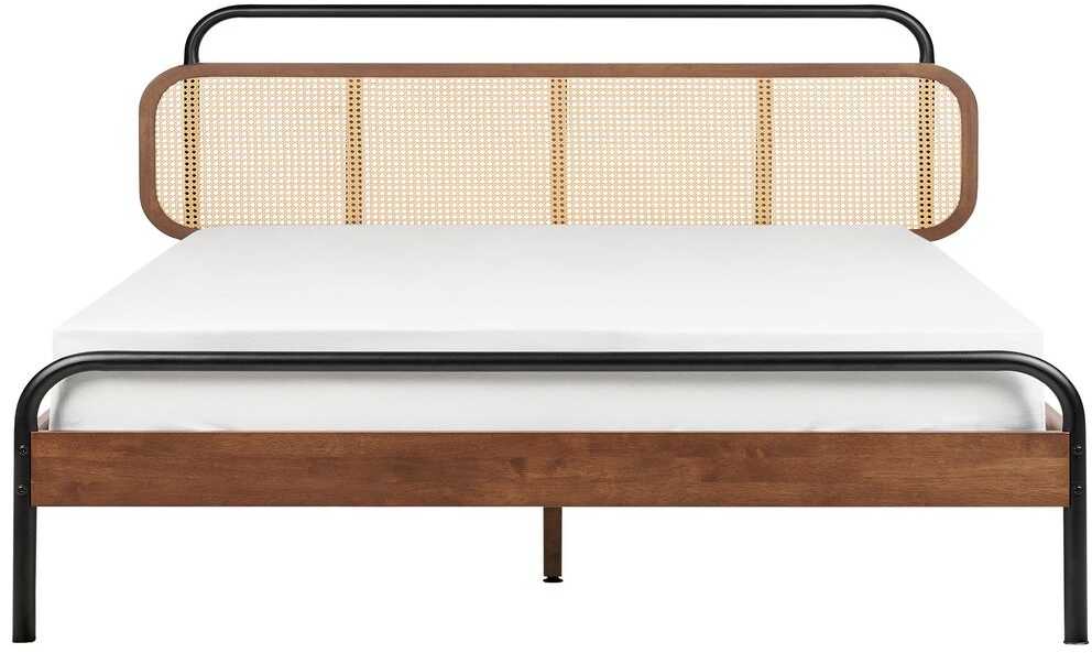 Beliani Rotango lova BOUSSICOURT 180 x 200 cm tamsiai ruda