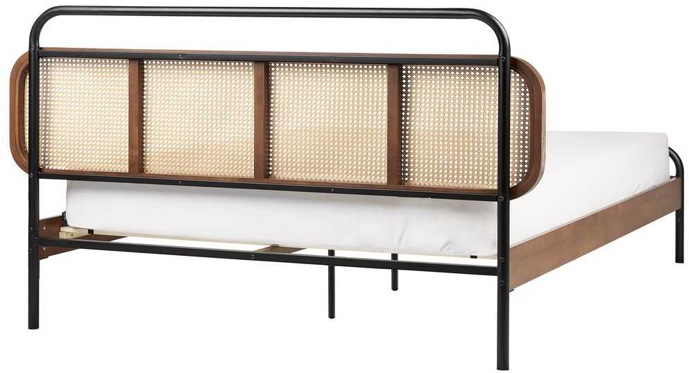 Beliani Rotango lova BOUSSICOURT 180 x 200 cm tamsiai ruda