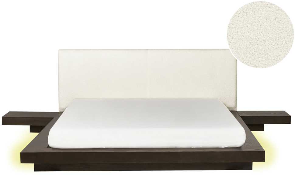 Beliani LED lova su boucle audiniu ZEN 160 x 200 cm LED tamsus uosis