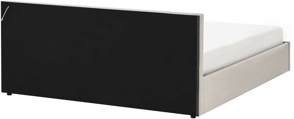 Beliani LED lova su patalynės dėže ARMELLE smėlio spalvos 180 x 200 cm