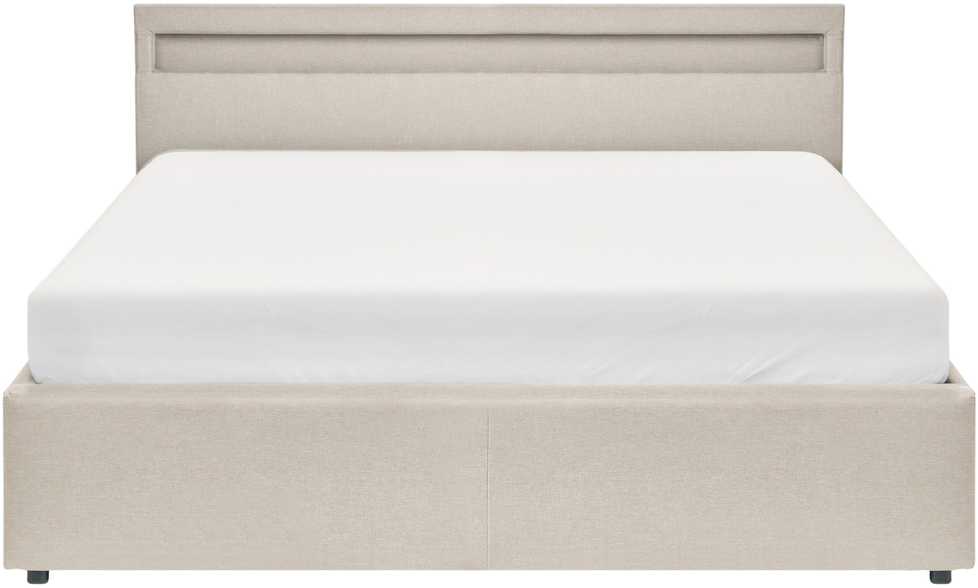 Beliani LED lova su patalynės dėže ARMELLE smėlio spalvos 160 x 200 cm
