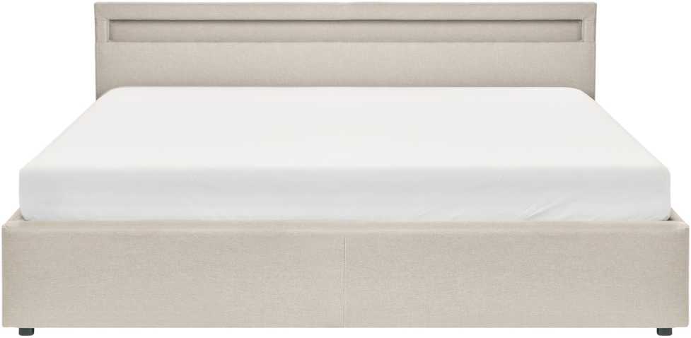 Beliani LED lova su patalynės dėže ARMELLE smėlio spalvos 180 x 200 cm