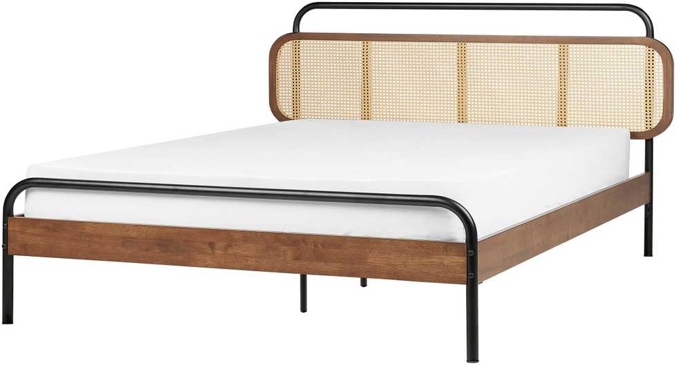 Beliani Rotango lova BOUSSICOURT 180 x 200 cm tamsiai ruda