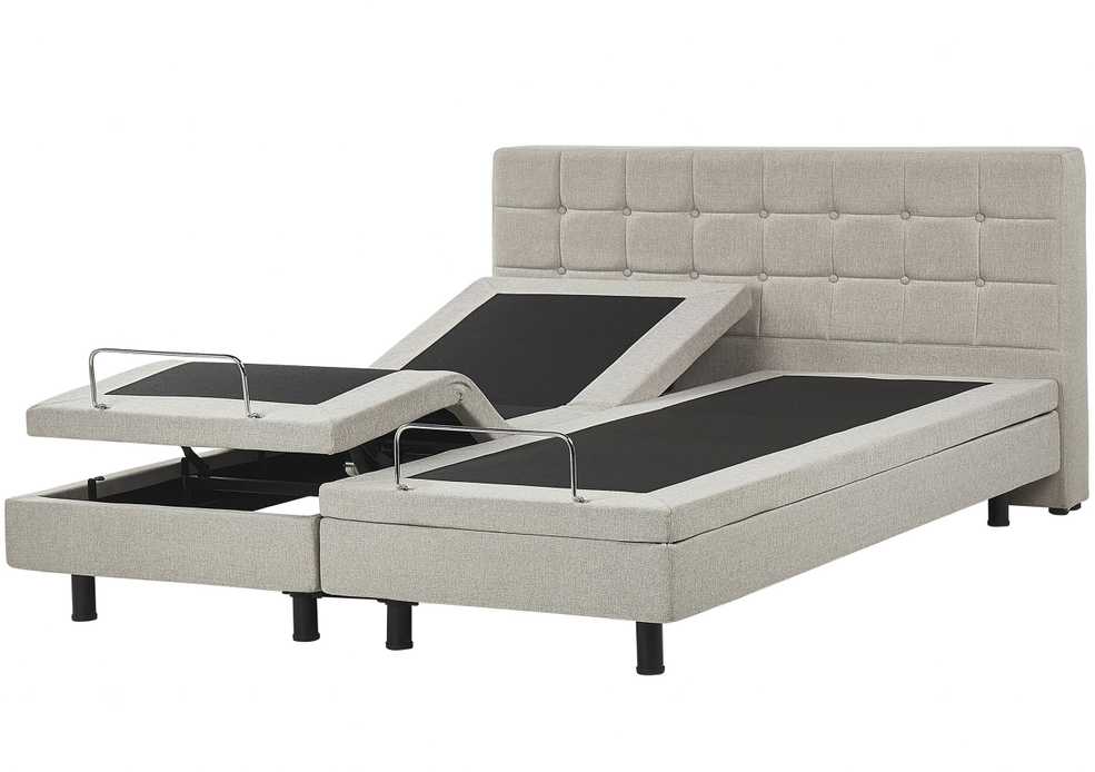 Beliani Reguliuojama lova DUKE 180 x 200 cm smėlio spalvos