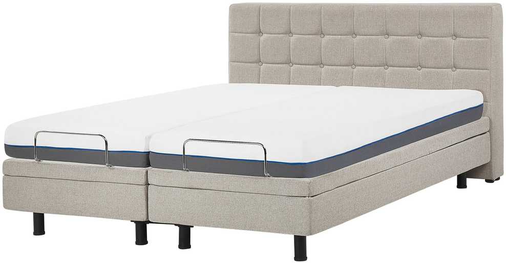 Beliani Reguliuojama lova DUKE 180 x 200 cm smėlio spalvos
