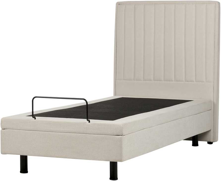 Beliani Reguliuojama lova CASTELLAN 90 x 200 cm šviesiai smėlio spalvos