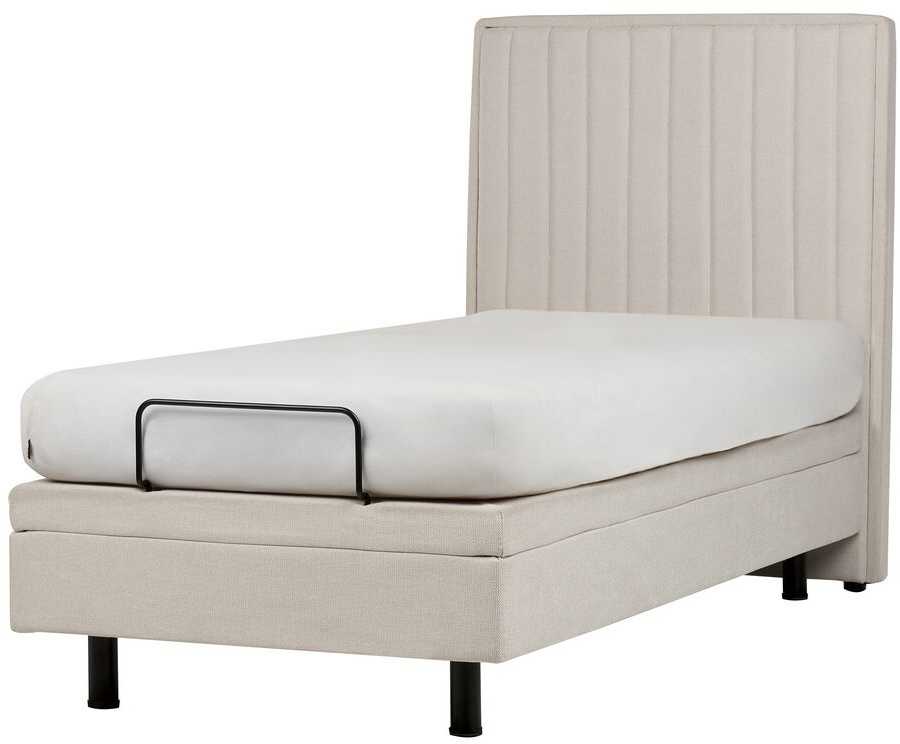 Beliani Reguliuojama lova CASTELLAN 90 x 200 cm šviesiai smėlio spalvos