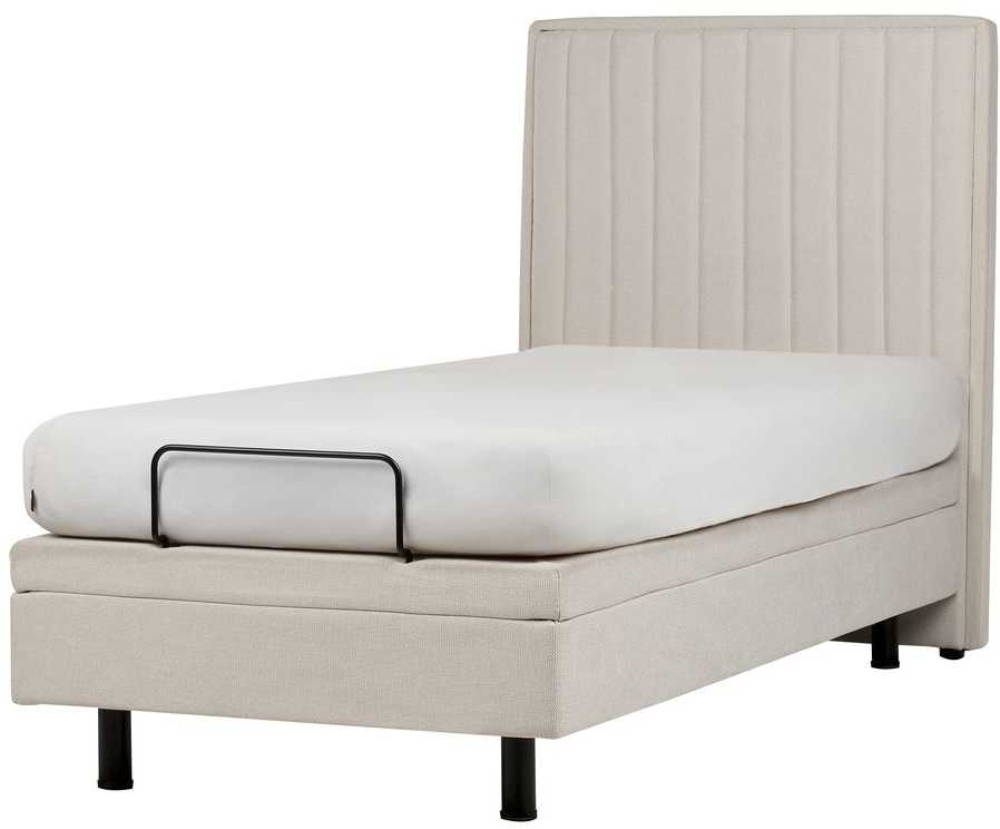 Beliani Reguliuojama lova CASTELLAN 90 x 200 cm šviesiai smėlio spalvos