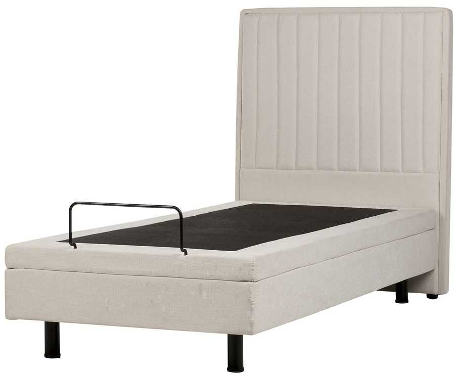 Beliani Reguliuojama lova CASTELLAN 90 x 200 cm šviesiai smėlio spalvos