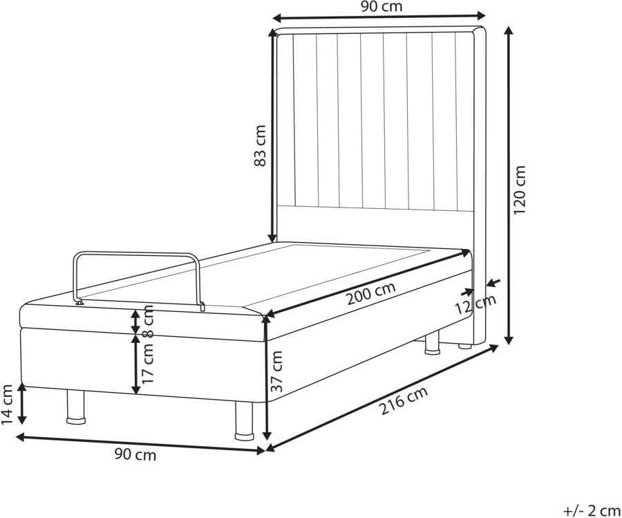 Beliani Reguliuojama lova CASTELLAN 90 x 200 cm šviesiai smėlio spalvos