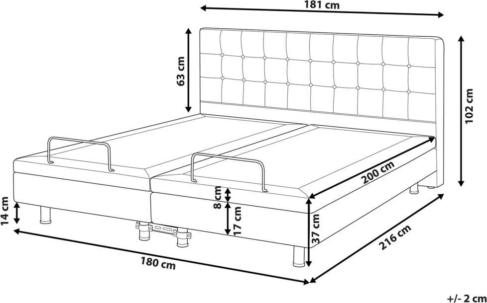 Beliani Reguliuojama lova DUKE 180 x 200 cm smėlio spalvos