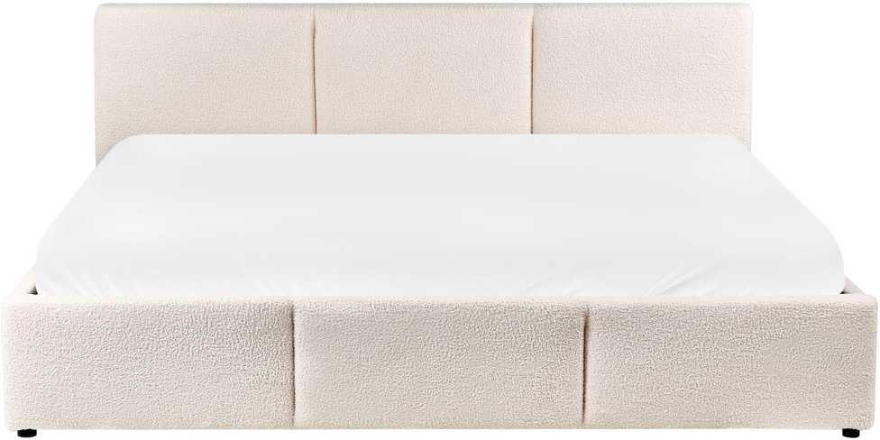 Beliani Lova su patalynės dėže BOUSSE Boucle, kreminės baltos spalvos 180 x 200 cm