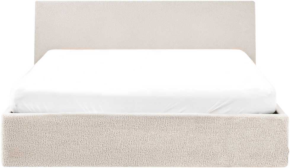 Beliani Dvigulė lova su patalynės dėže ORBEY Boucle, balta, 160 x 200 cm