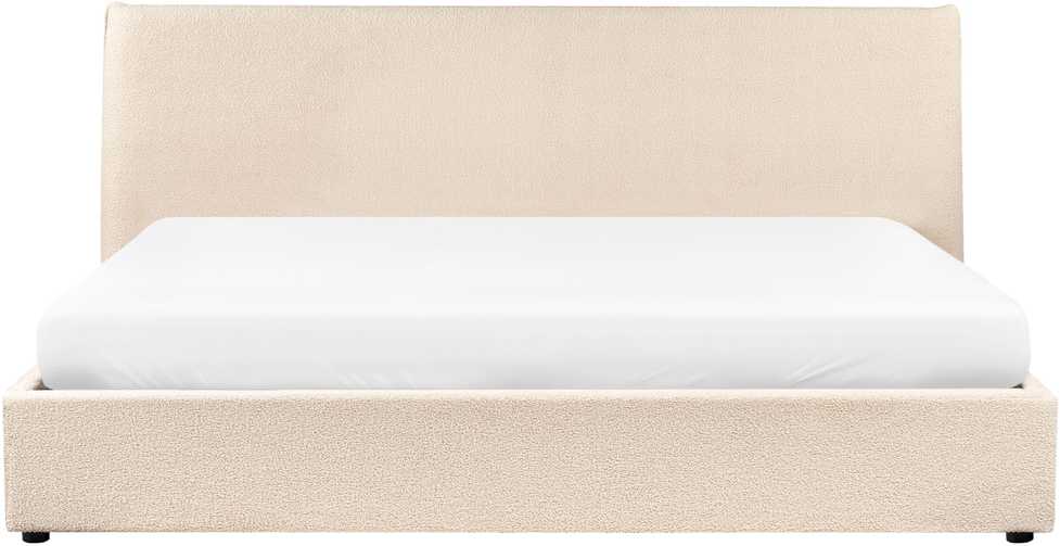 Beliani Lova su patalynės dėže LAVAUR Boucle smėlio spalvos 180 x 200 cm