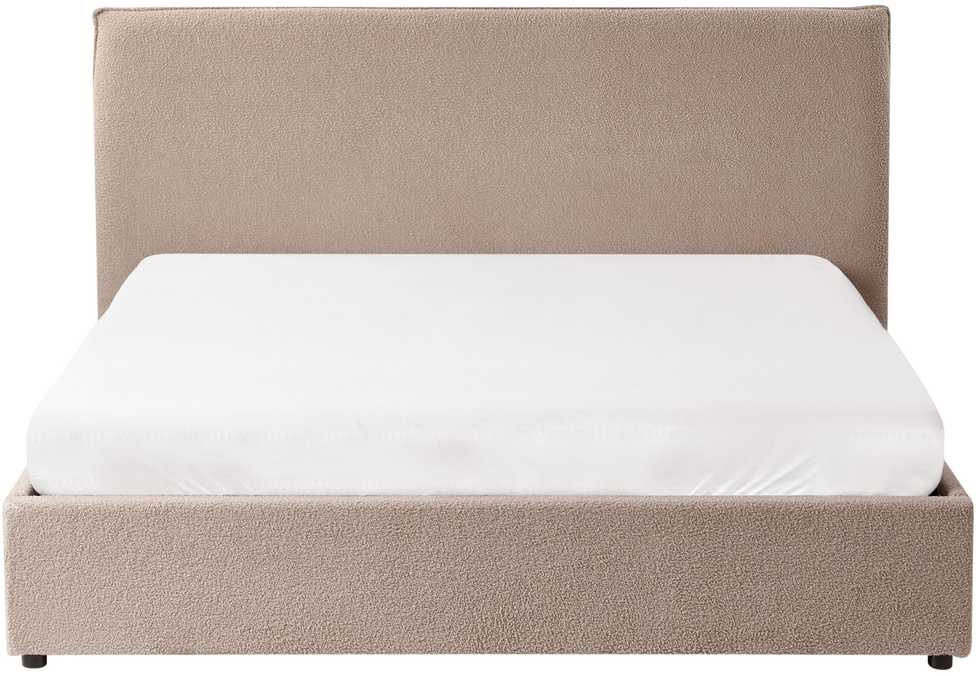 Beliani Lova su patalynės dėže LAVAUR Bouclé, smėlio pilkumo, 160 x 200 cm