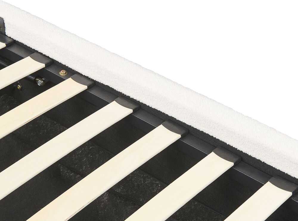 Beliani Lova su patalynės dėže BLAGNAC Boucle, balta, 160 x 200 cm