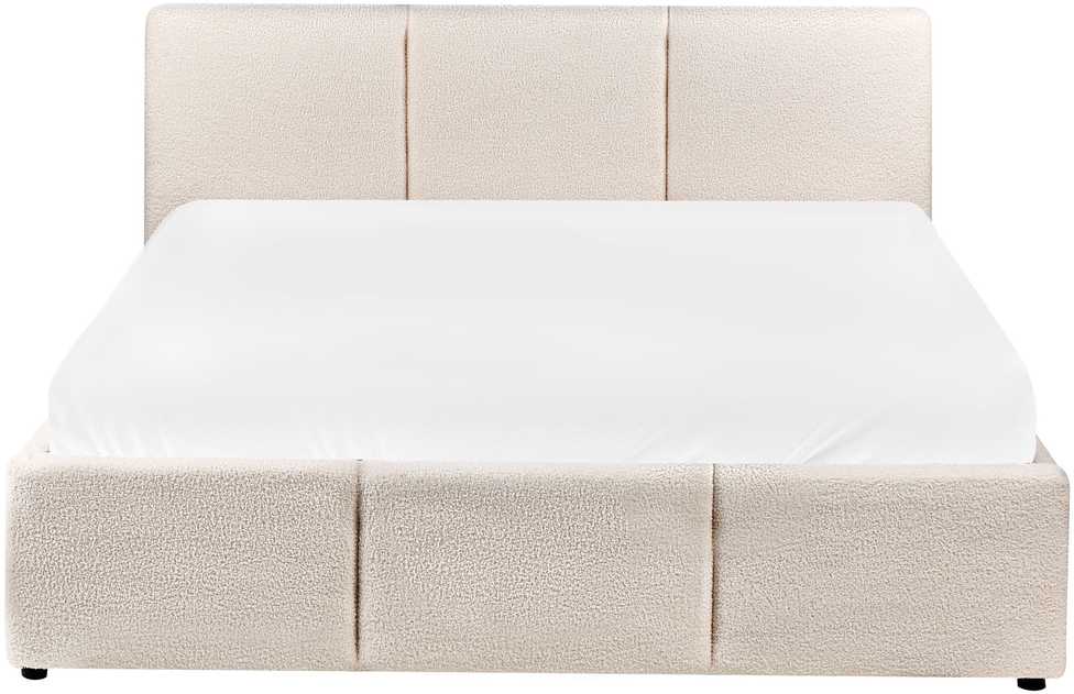 Beliani Lova su patalynės dėže BOUSSE Boucle, kreminės baltos spalvos, 140 x 200 cm
