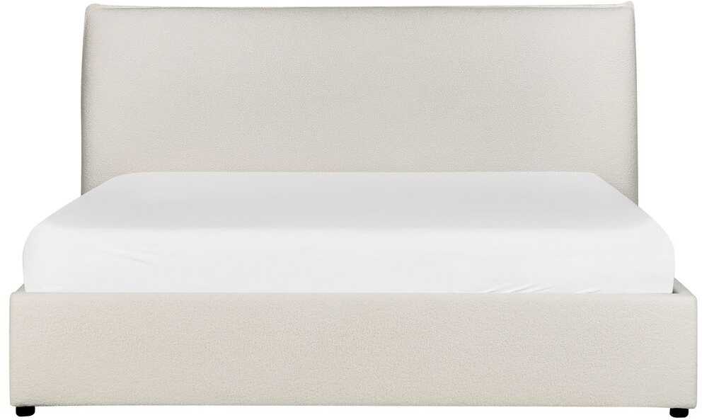 Beliani Lova su patalynės dėže LAVAUR Boucle kreminė 160 x 200 cm