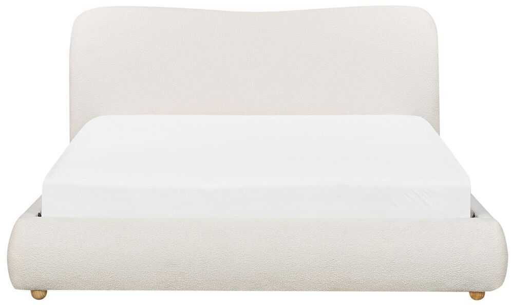 Beliani Lova su patalynės dėže BLAGNAC Boucle, balta, 160 x 200 cm